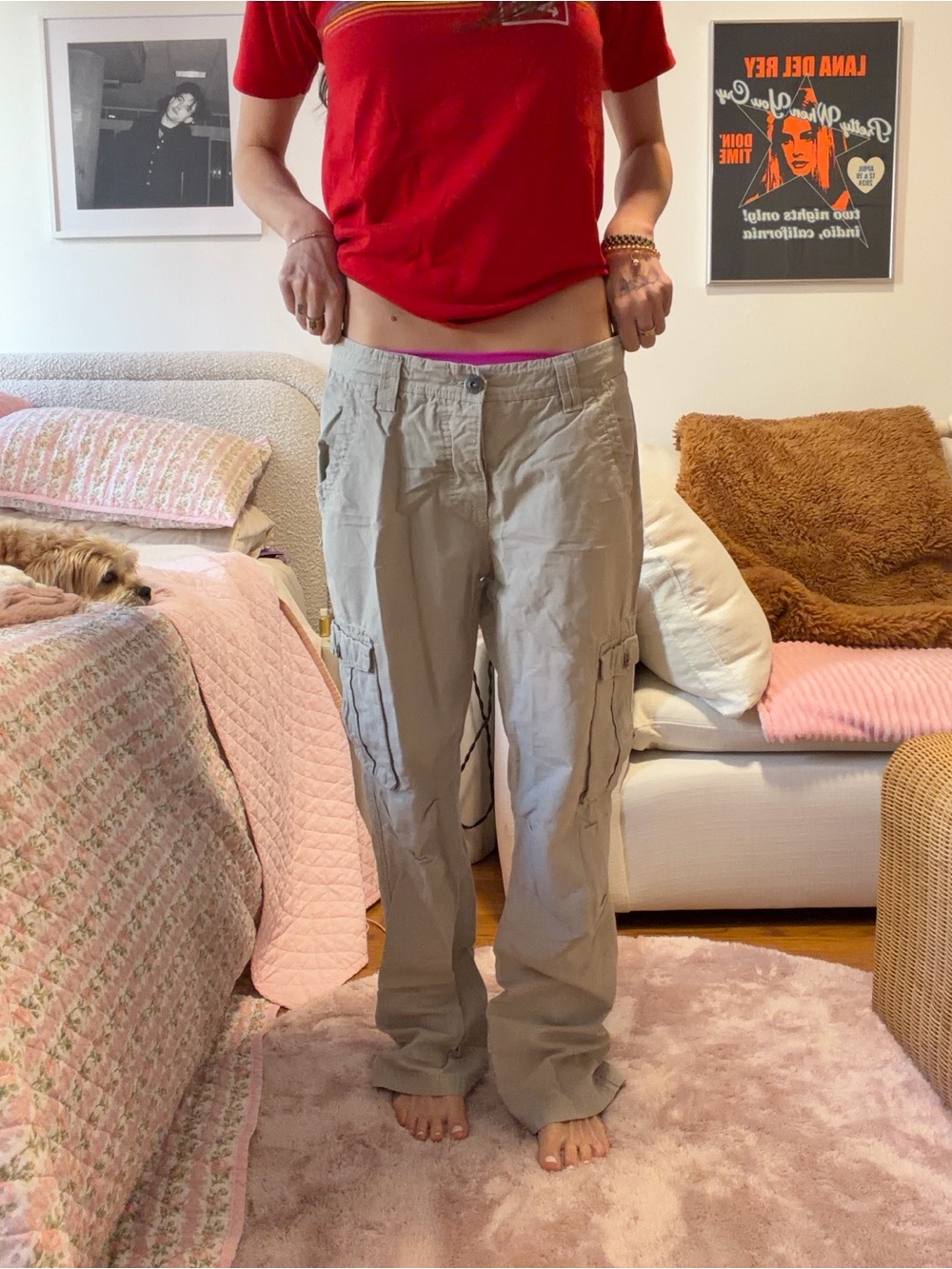 Southern Tide Beige Cargo Track Joggers